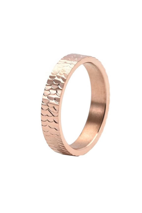 Unisex Stainless Steel Retro Personalized Engraved Koi Fish Rings Cool Biker Jewelry Rose Gold Size 9