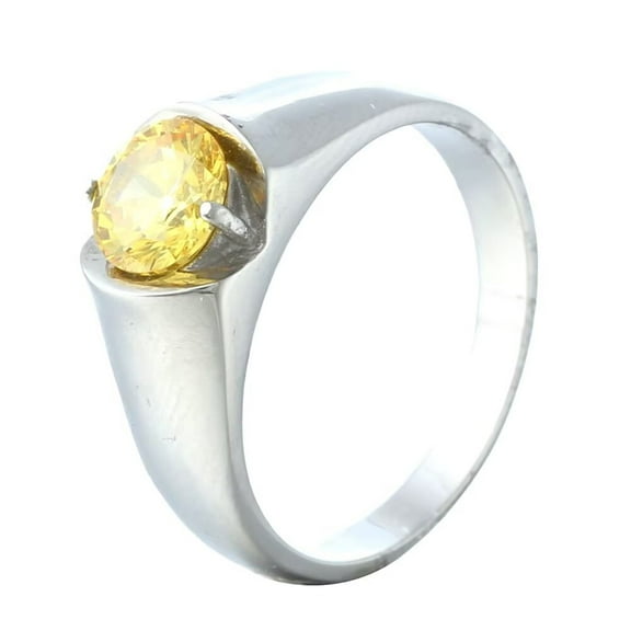 PAURO Unisex's Stainless Steel Elegant Novel Trend Personalized Simple Classic Gem Ring Silver Size 8