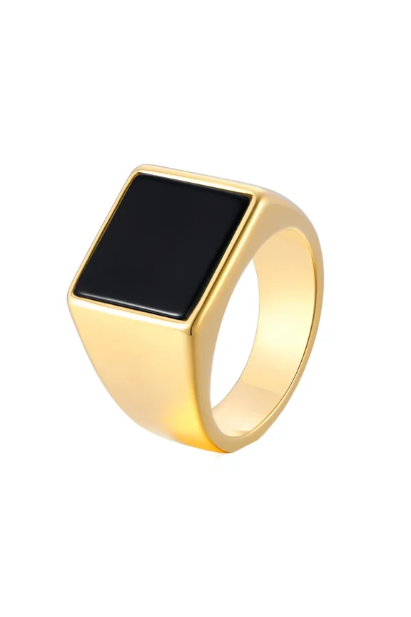Unisex's Stainless Steel Elegant Simple Classic Novel Exquisite Personalized Ring Gold Black Size 10