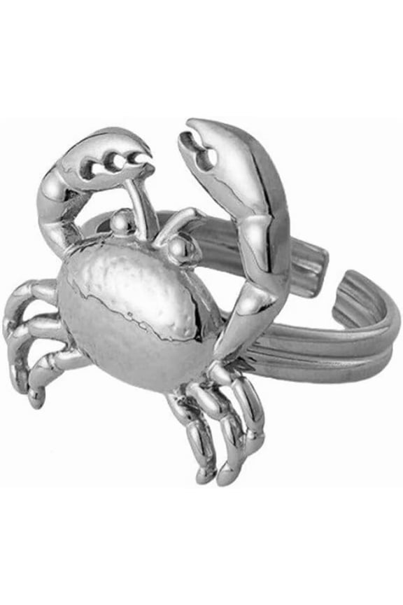 Unisex's Stainless Steel Personalized Ocean Style Shell Styling Trend Ring Silver Large Adjustable Opening