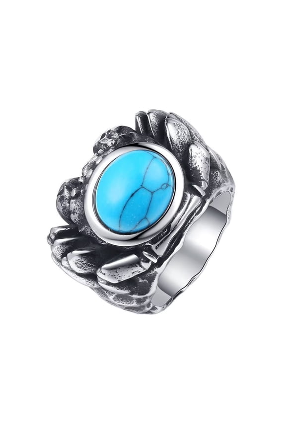 Unisex's Stainless Steel Personalized Simulation Turquoise Crab Modeling Trend Ring Silver Size 7