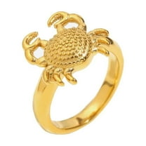 PAURO Unisex's Stainless Steel Personalized Trend Exquisite Cute Little Crab Ring Gold Size 6