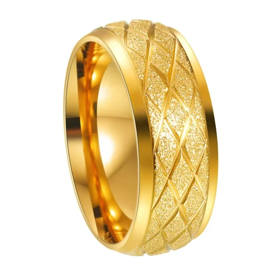 PAURO Unisex's Stainless Steel Punk Simple Classic Elegant Novel Personalized Ring Gold Size 12