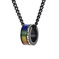 thumbnail image 1 of PAURO Unisex's Stainless Steel Rainbow Flag Pride Gays Lesbian inlay Zircon Round Pendant Necklace Black, 1 of 5