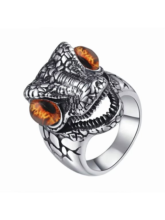 Unisex's Stainless Steel Refined Punk Non Mainstream Unique Crocodile Ring Brown Size 9