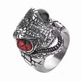 thumbnail image 1 of PAURO Unisex's Stainless Steel Refined Punk Non Mainstream Unique Crocodile Ring Red Size 13, 1 of 3