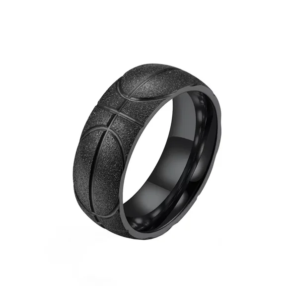 PAURO Unisex's Stainless Steel Romantic Simple Classic Elegant Novel Exquisite Basketball Ring Black Size 13