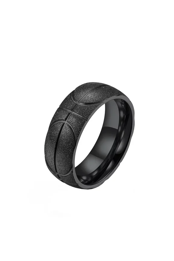 Unisex's Stainless Steel Romantic Simple Classic Elegant Novel Exquisite Basketball Ring Black Size 13