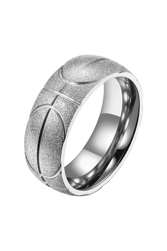 Unisex's Stainless Steel Romantic Simple Classic Elegant Novel Exquisite Basketball Ring Silver Size 10