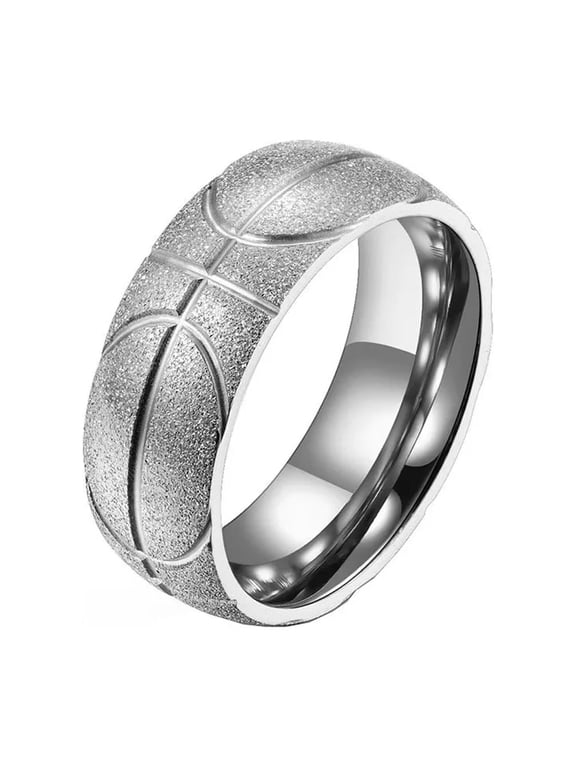 Unisex's Stainless Steel Romantic Simple Classic Elegant Novel Exquisite Basketball Ring Silver Size 12