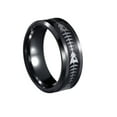 thumbnail image 1 of PAURO Unisex's Stainless Steel Simple Classic Elegant Novel Retro Personalized Fishbone Ring Black Size 9, 1 of 4