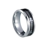 PAURO Unisex's Stainless Steel Simple Classic Elegant Novel Retro Personalized Fishbone Ring Silver Size 8