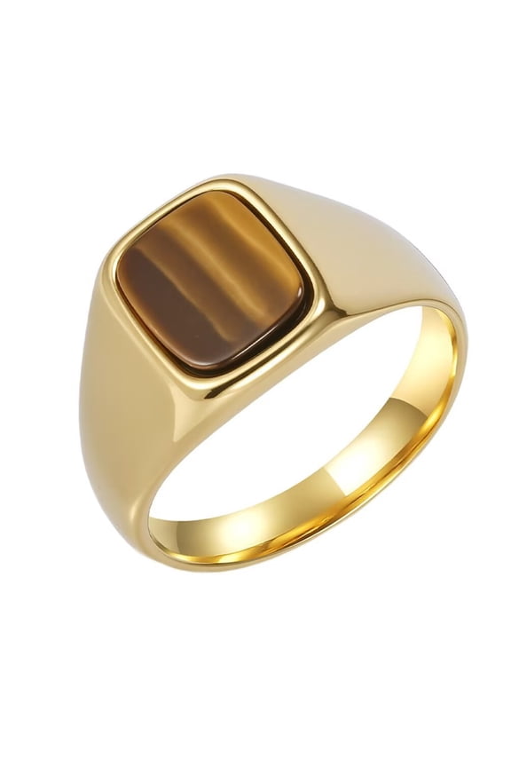 Unisex's Stainless Steel Simple Classic Elegant Novel Trend Personalized Ring Gold Brown Size 10