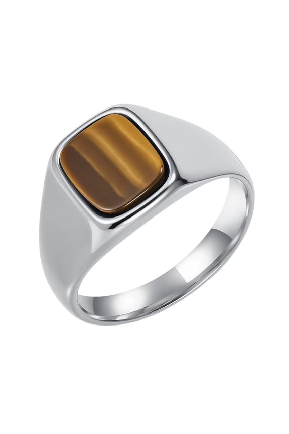 Unisex's Stainless Steel Simple Classic Elegant Novel Trend Personalized Ring Silver Brown Size 13