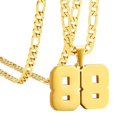 thumbnail image 1 of PAURO Unisex's Stainless Steel Simple Classic Personalized Number Athletes Number Pendant Sport Necklace Gold 88, 1 of 3
