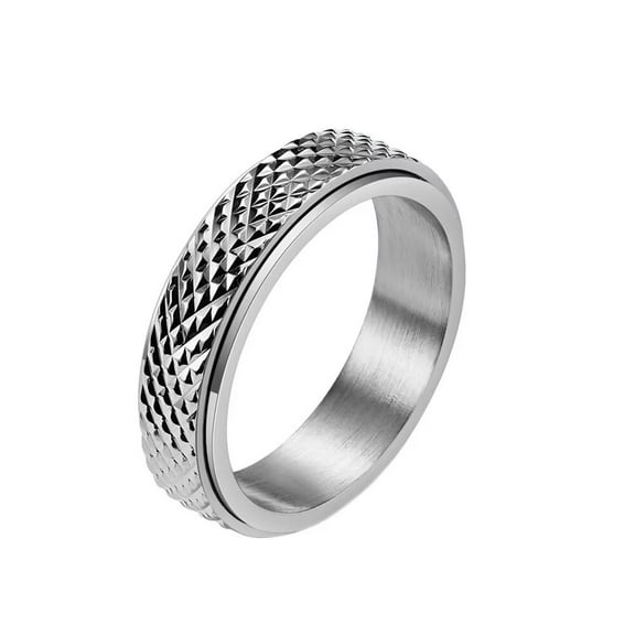 PAURO Unisex's Stainless Steel Simple Rotatable Anxiety Plain Wedding Band Ring Silver Size 7
