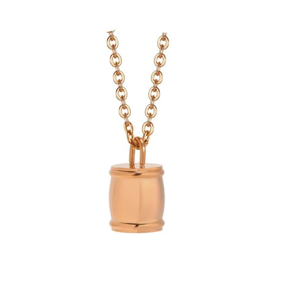 PAURO Unisex's Stainless Steel Tiny Locket Pendant Necklace for Ashes Urn Memorial Jewelry Rose Gold