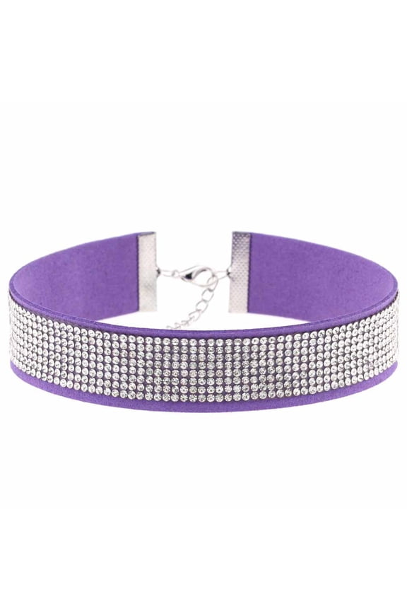 Velvet Choker Collar Necklace for Women Wide Sparkly Glitter Gothic Black Colorful Gifts Stainless Steel Vintage Dainty Personalized Elegant Jewelry Purple