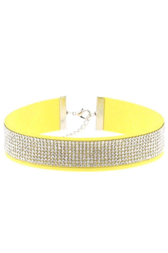 Velvet Choker Collar Necklace for Women Wide Sparkly Glitter Gothic Black Colorful Gifts Stainless Steel Vintage Dainty Personalized Elegant Jewelry Yellow