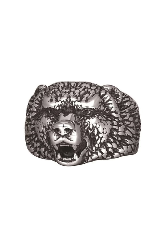 Wolf Rings for Men Stainless Steel Animal Personalized Hip Hop Vintage Statement Jewelry Silver Size 09