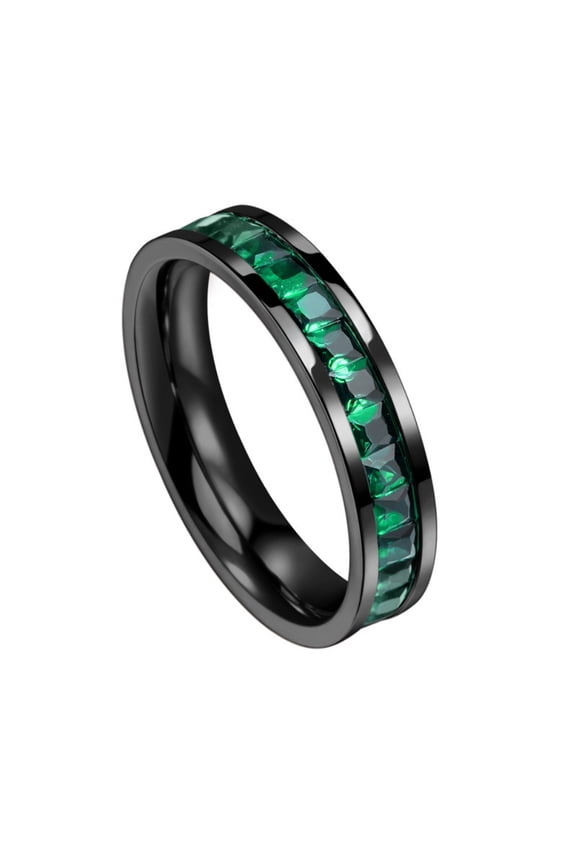 Women Eternity Rings Full Cubic Zirconia Wedding Band Engagement Ring Love Statement Jewelry Black Plated Green Size 5