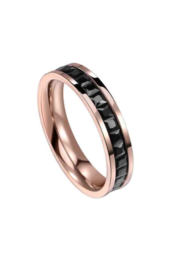 Women Eternity Rings Full Cubic Zirconia Wedding Band Engagement Ring Love Statement Jewelry Rose Gold Plated Black Size 8