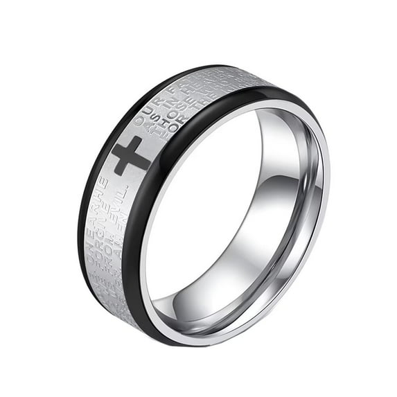PAURO Women Men Stainless Steel Carved Ring Christian Sideways Cross Signet Style Ring Cross Christian Religious Ring Silver Size 4