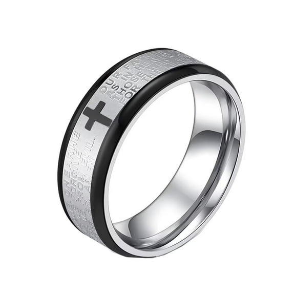 PAURO Women Men Stainless Steel Carved Ring Christian Sideways Cross Signet Style Ring Cross Christian Religious Ring Silver Size 8