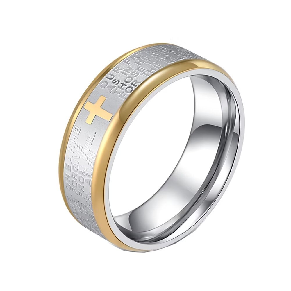 PAURO Women Men Stainless Steel Ring Cross God Ring Engraved Bible ...