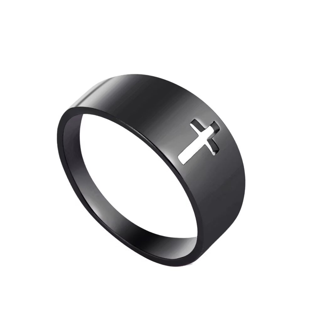 PAURO Women's Men's Stainless Steel 8mm Black Plated Sandblast Finish Lucky Rotatable Worry Ring Band Size 8