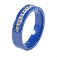 thumbnail image 1 of PAMTIER Women's Ceramic 6MM Simple Single Row of Cubic Zirconia Inlay Ring Blue Size 6, 1 of 2