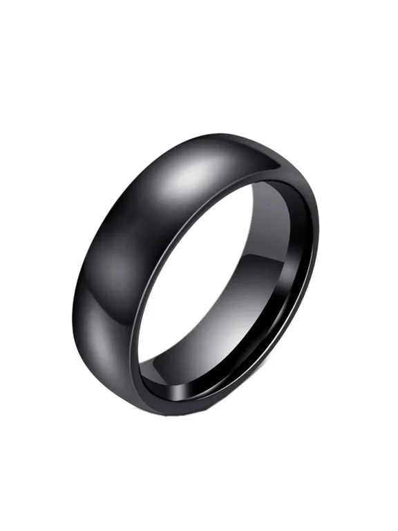 Women's Ceramic Comfort Fit Wedding Band Simple Ring Polished 6mm Black Size 9