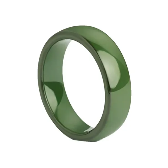 PAURO Women's Ceramic Comfort Fit Wedding Band Simple Ring Polished 6mm Green Size 12