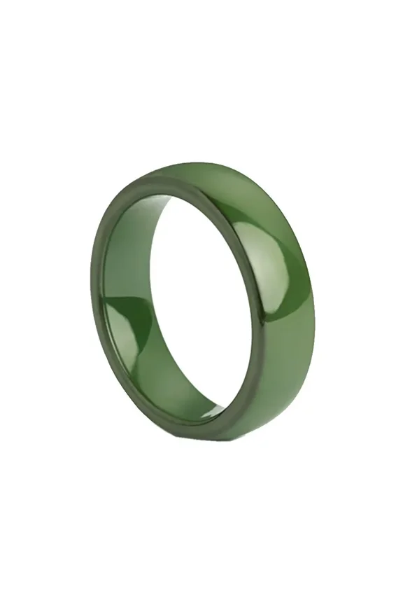 Women's Ceramic Comfort Fit Wedding Band Simple Ring Polished 6mm Green Size 12