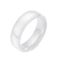 thumbnail image 1 of PAURO Women's Ceramic Comfort Fit Wedding Band Simple Ring Polished 6mm White Size 10, 1 of 2