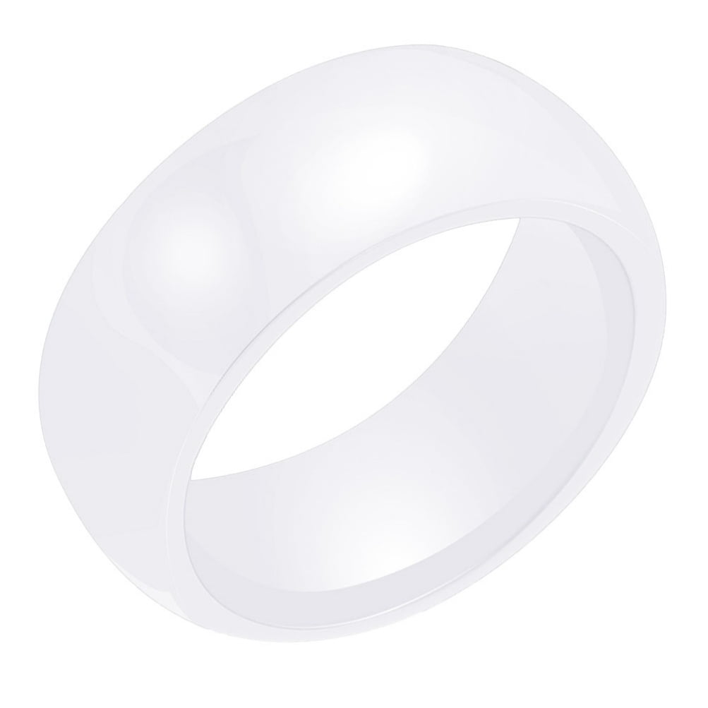 PAURO Women's Ceramic Comfort Fit Wedding Band Simple Ring Polished 8mm ...