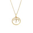 thumbnail image 1 of PAURO Women's Cubic Zirconia Zodiac Necklaces Stainless Steel Round Constellation Horoscope Pendant Necklace Aries, 1 of 4