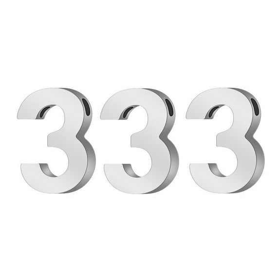 PAURO Women's Men's Dainty Chunky Angel Number 333 Necklace Stainless Steel Number Charm Pendant with Chain, Silver