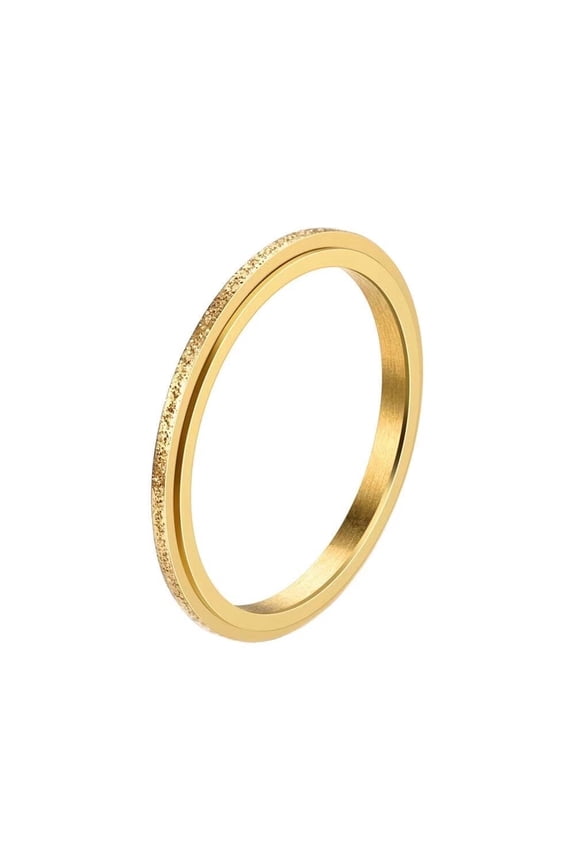 Women's Men's Stainless Steel 2mm Anxiety Rotatable Worry Band Ring Gold Size 9