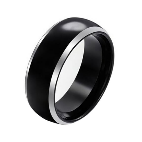 PAURO Women's Men's Stainless Steel 6mm Chunky Tungsten Steel Ring Simple Glossy Polished Band Rings Black SIze 7