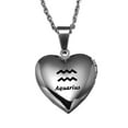 thumbnail image 1 of PAURO Women's Stainless Steel 12 Constellation Astrology Zodiac Heart Locket Necklace Aquarius, 1 of 2