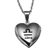 PAURO Women's Stainless Steel 12 Constellation Astrology Zodiac Heart Locket Necklace Libra