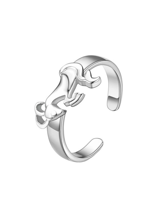 Women's Stainless Steel 12 Horoscope Astrology Adjustable Plain Zodiac Sign Rings Capricornus