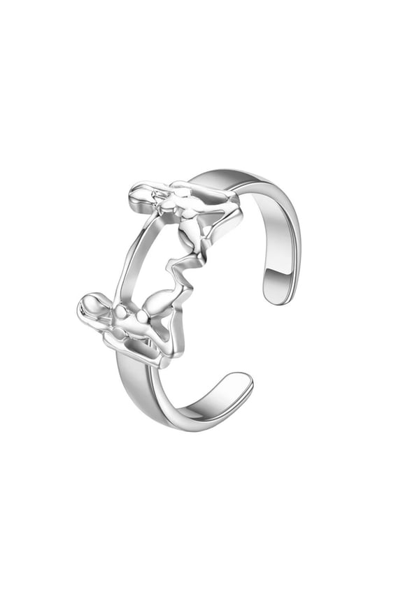 Women's Stainless Steel 12 Horoscope Astrology Adjustable Plain Zodiac Sign Rings Gemini