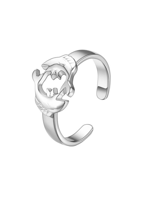 Women's Stainless Steel 12 Horoscope Astrology Adjustable Plain Zodiac Sign Rings Pisces