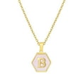 thumbnail image 1 of PAURO Women's Stainless Steel 26 Letter Necklace Hexagon Pink Shell Accessories with Chain Gold B, 1 of 4