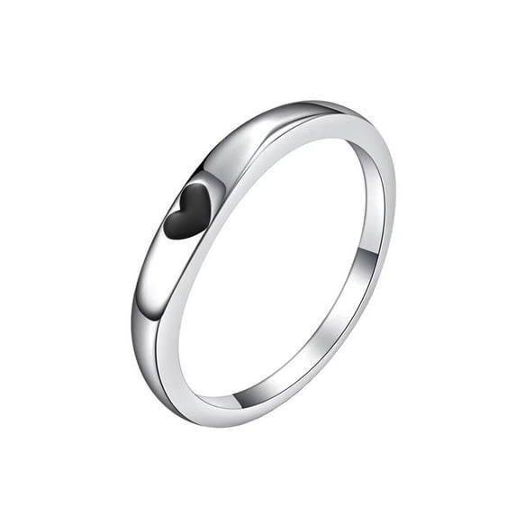 PAURO Women's Stainless Steel 3mm Simple Heart Stacking Band Rings Wedding Statement Ring Black Size 10