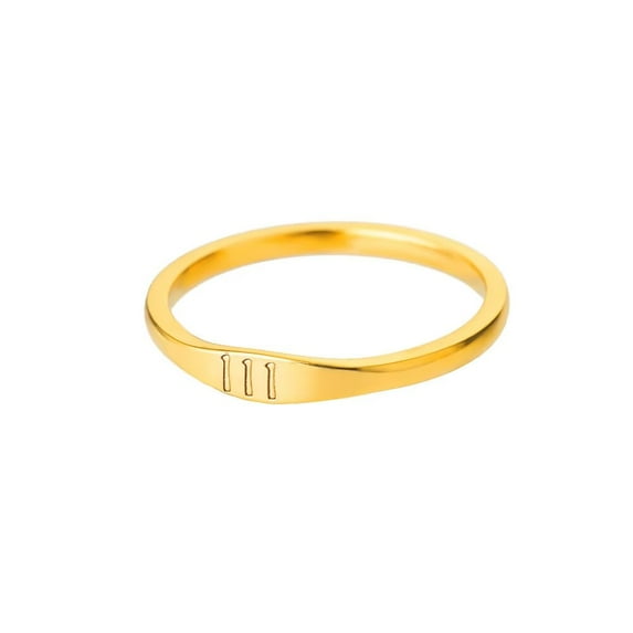 PAURO Women's Stainless Steel Angel Number 111 Ring Gold Dainty Personalized Numerology Signet Ring for Her Size 9