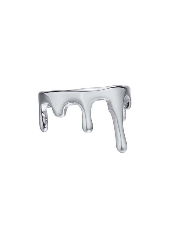Women's Stainless Steel Creative Wedding Band Ring Draped Water Drop Ring Silver Size 8