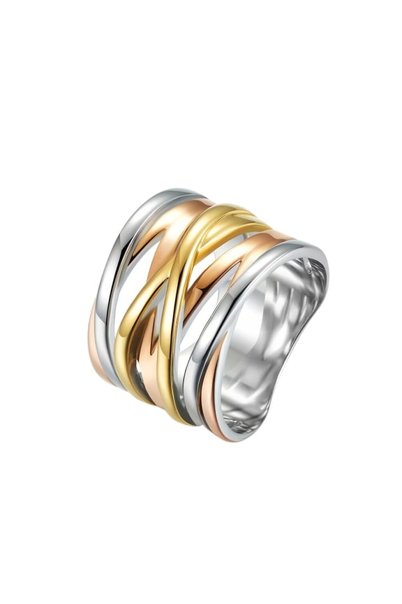 Women's Stainless Steel Crossover Braided Statement Ring Wide Wedding Band Cocktail Jewelry Mix Size 9